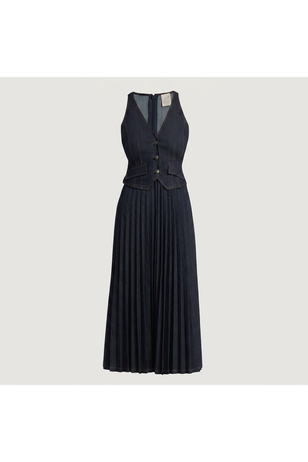 pleated denim dress Pleated Denim Midi Dress