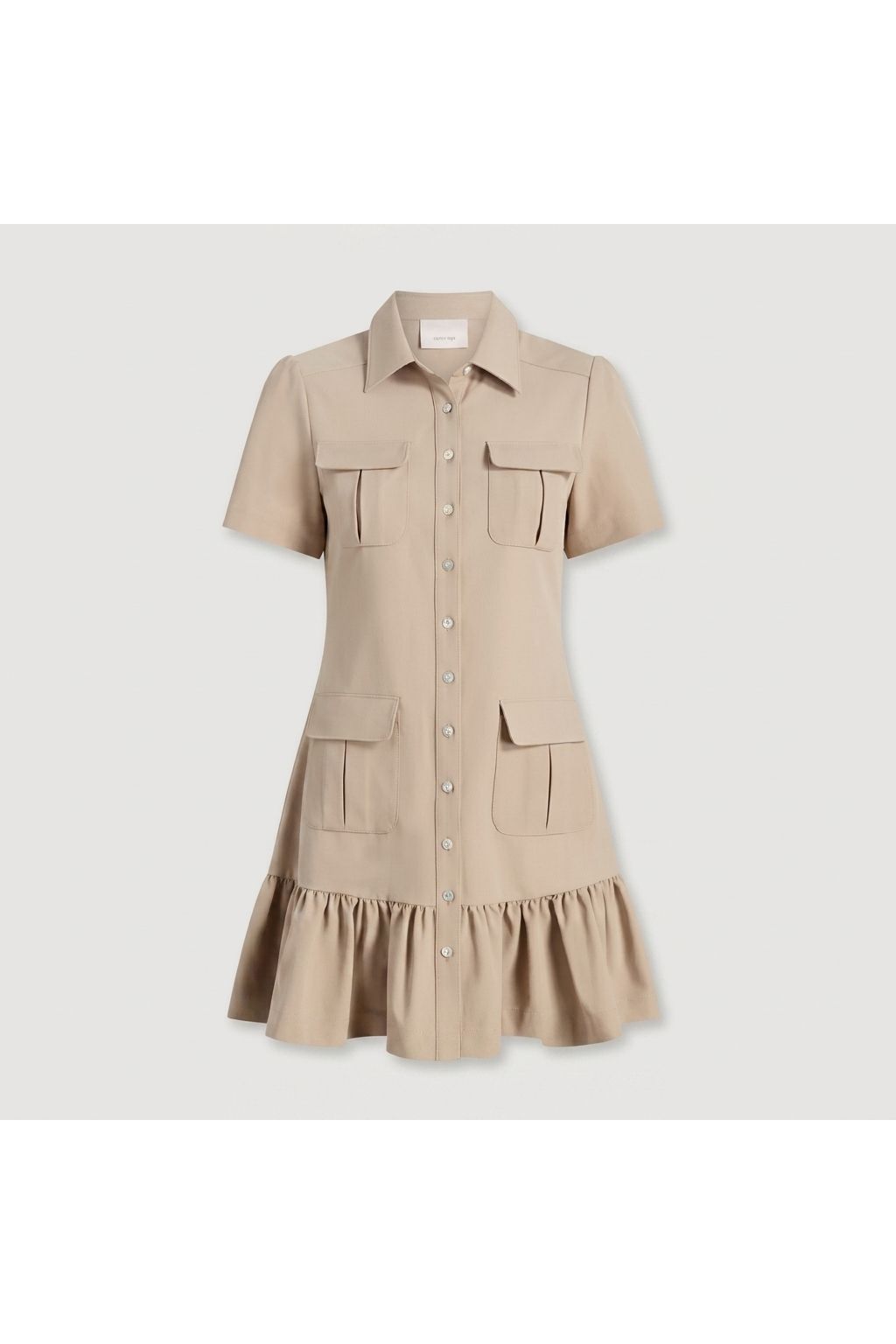 Ruffled Hem Shirt Dress | Beige  Eclipse Sample Sales