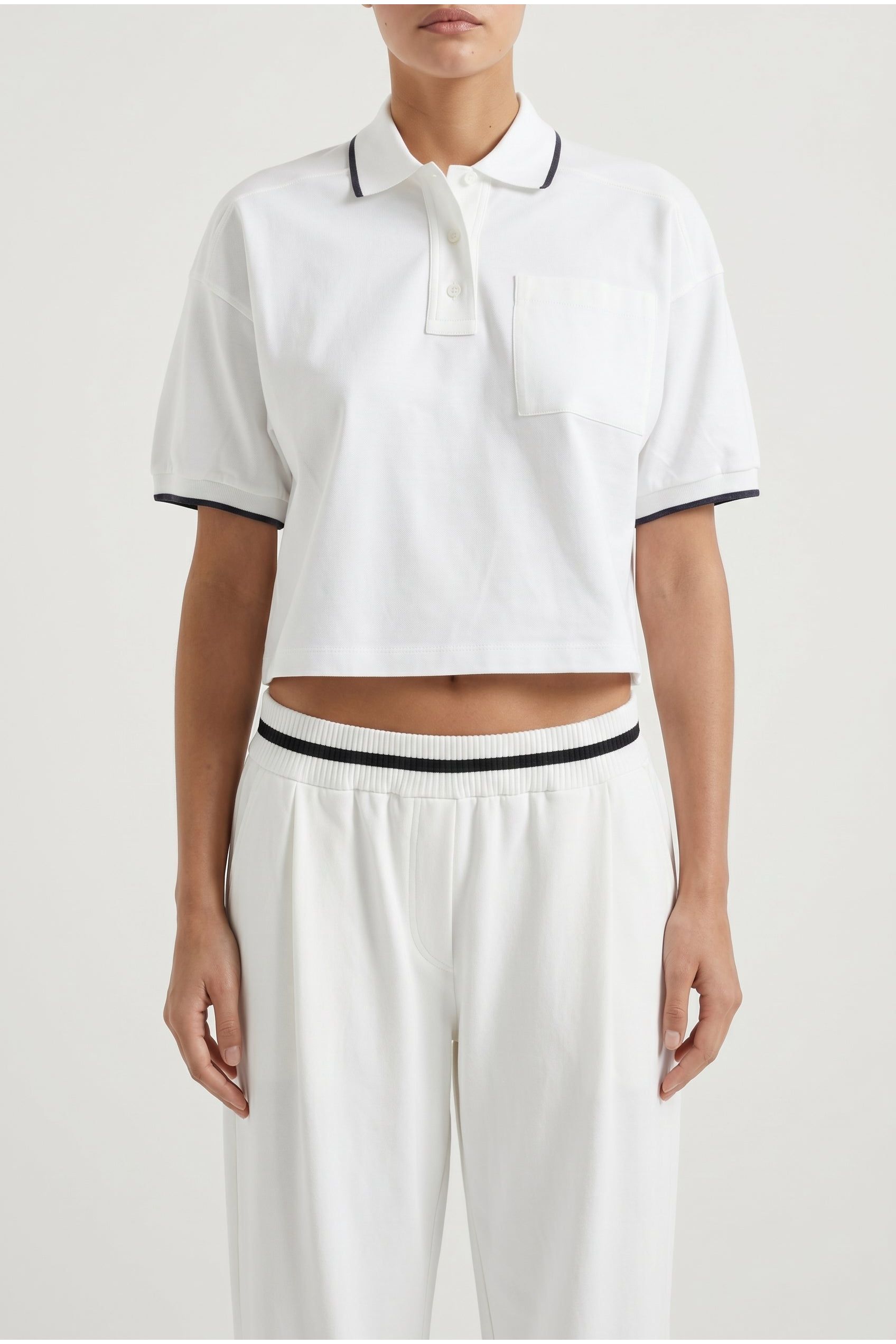Women's White Cropped Polo Shirt – Eclipse Sample Sales