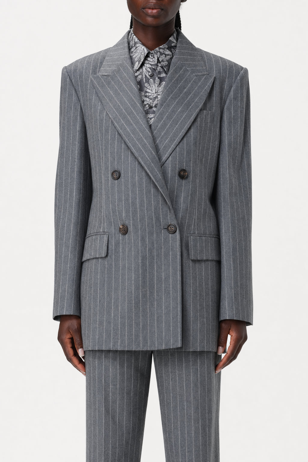 ladies grey dress jacket Women's Pinstripe Double Breasted – Eclipse Sample Sales dark grey suit combinations ladies