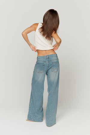 House of Sunny Crystallised Wide Leg Denim