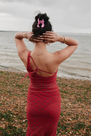 House of Sunny Polka Dot Asymmetric Dress