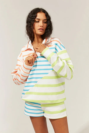 Solid & Striped The Pullover - Colorblocked Stripe Ocean