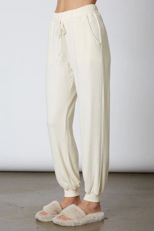 NIA Ribbed Hacci Jogger - Oatmilk