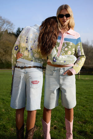 @miaisobellebarker and @teganameliabarker in House of Sunny Sundown Denim Shorts