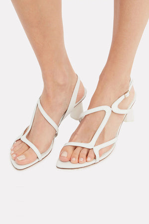 BY FAR Brigette Optic White Leather Sandals