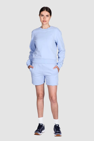 Women’s brushed cotton French terry crewneck sweatshirt in light blue