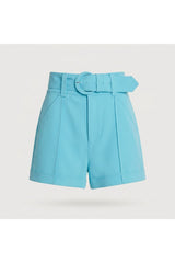 Belted High Waist Shorts | Blue