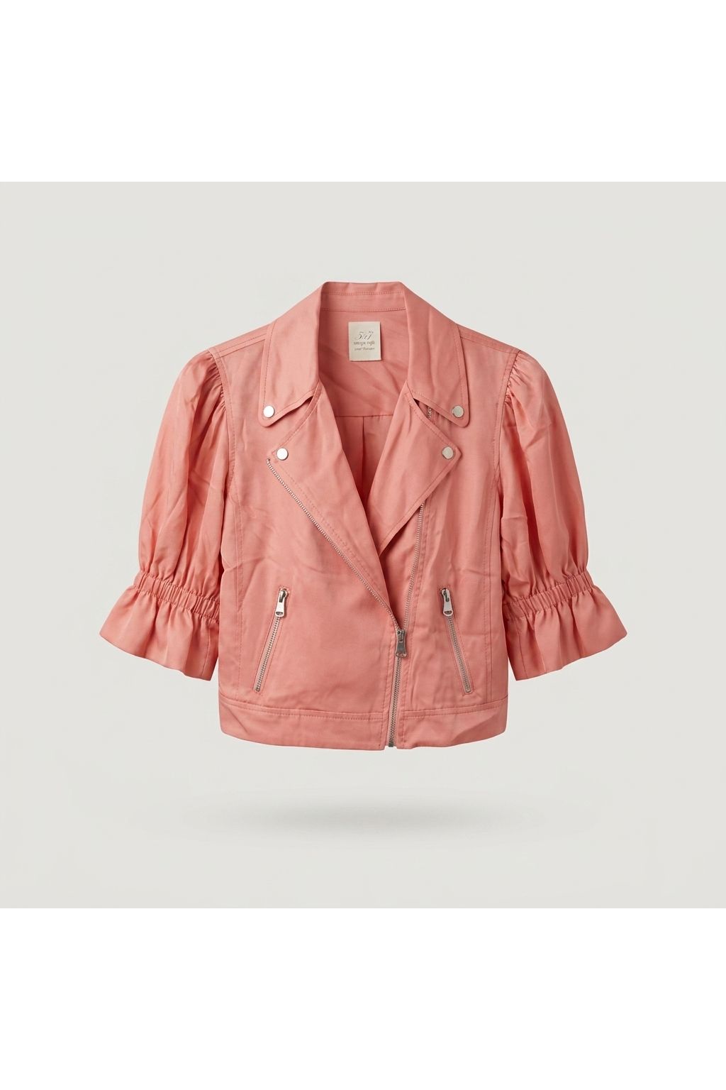 Cropped Ruched Sleeve Jacket | Pink