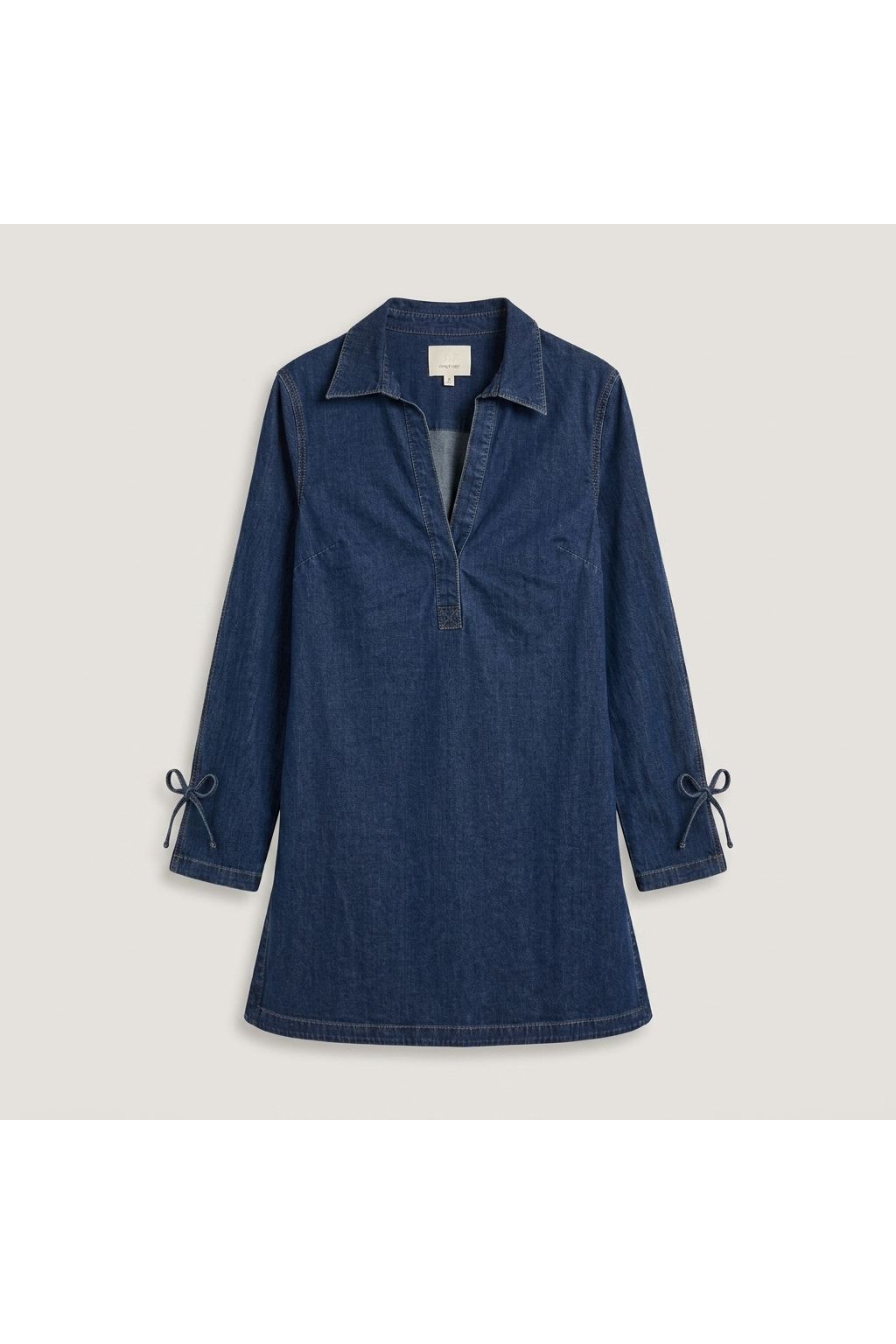 Denim V-Neck Mini Dress | Blue