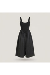 Dropped Waist Midi Dress | Black