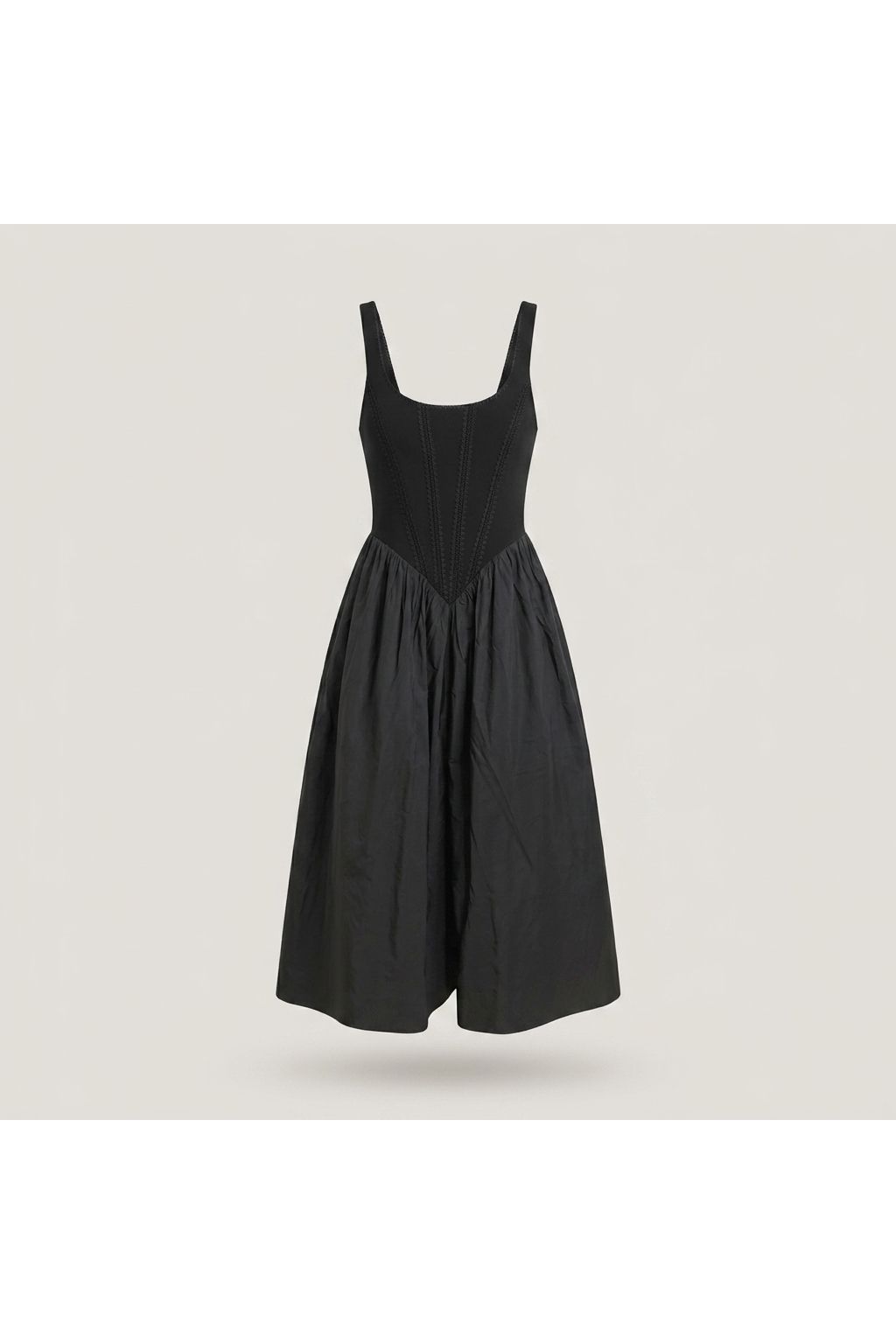 Dropped Waist Midi Dress | Black