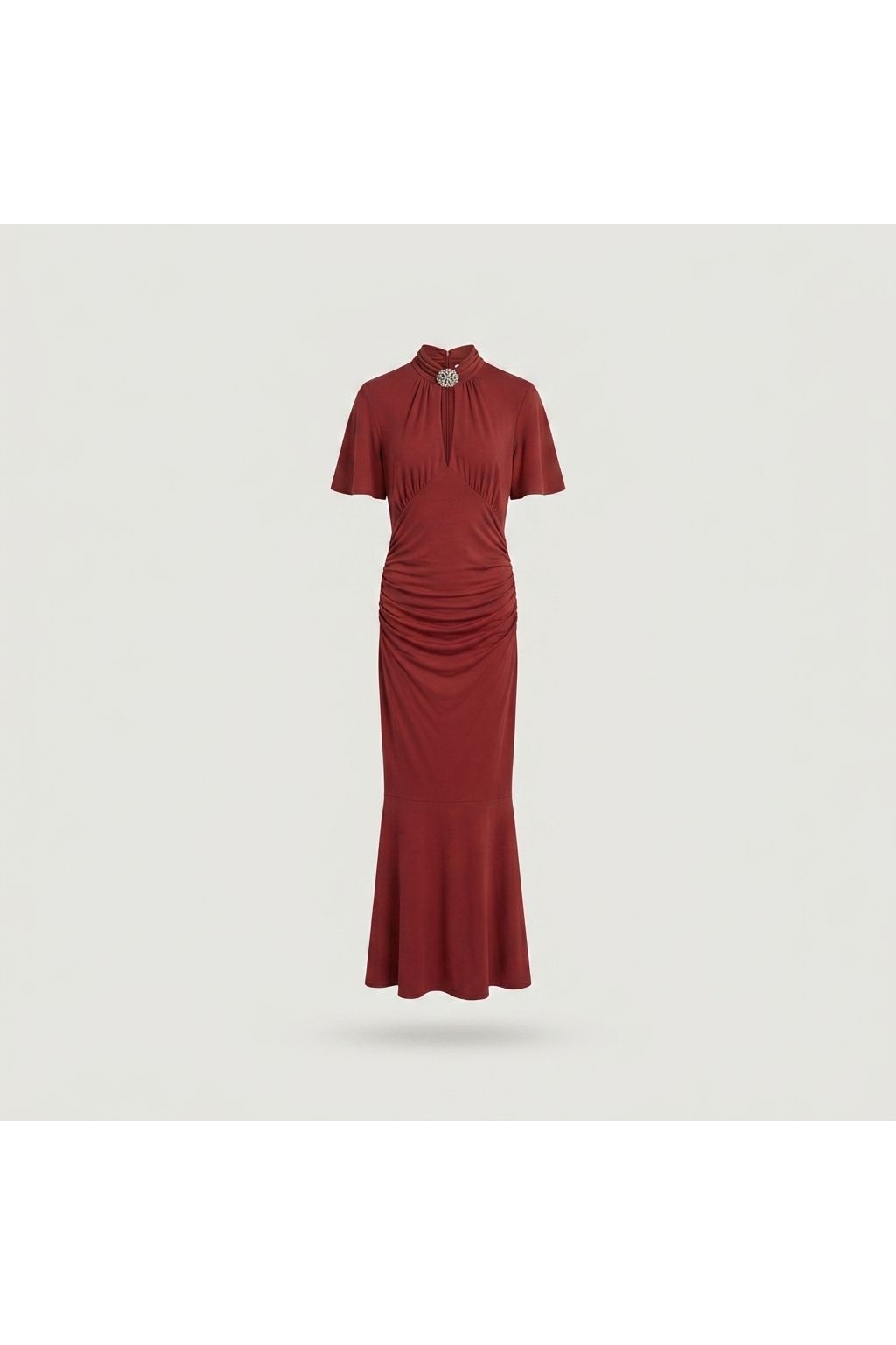 Embellished Ruched Midi Dress | Red