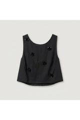 Embellished Sleeveless Top | Black
