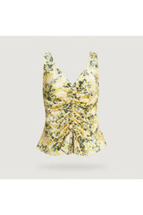 Floral Ruched Sleeveless Top | Multi