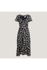 Floral Ruffle Midi Dress | Blue