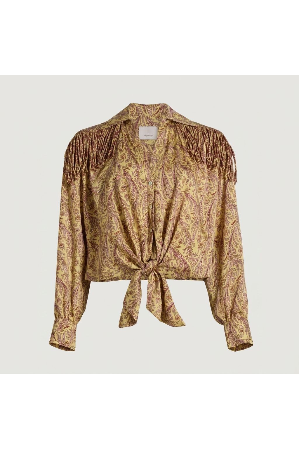 Fringed Tie-Front Shirt | Yellow