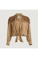 Fringed Tie-Front Shirt | Yellow