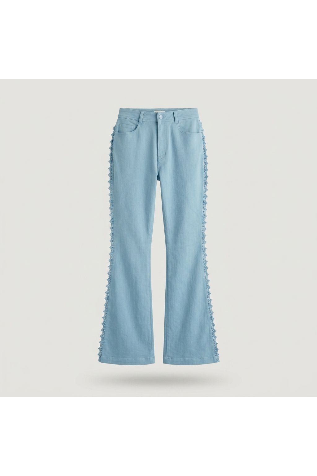 Lace Trim Flared Jeans | Blue