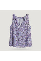 Printed Sleeveless V-Neck Top | Purple