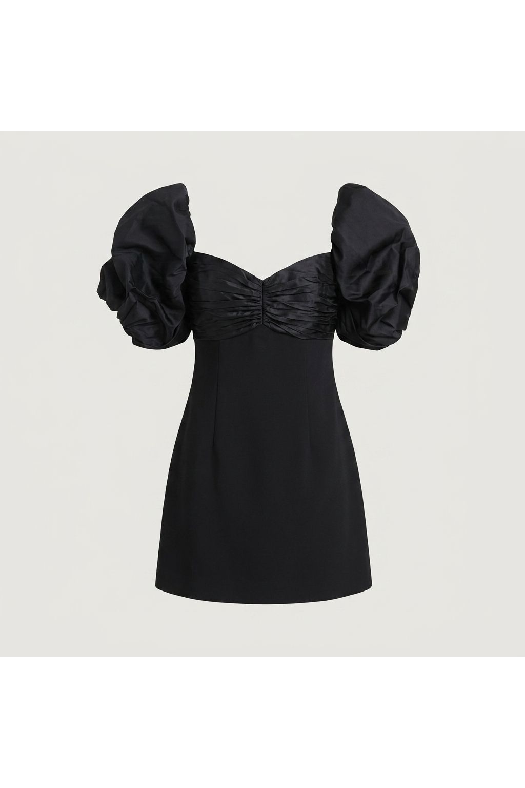 Ruched Puff Sleeve Dress | Black
