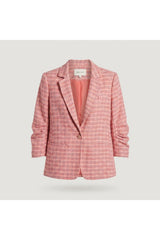 Ruched Sleeve Tweed Blazer | Pink