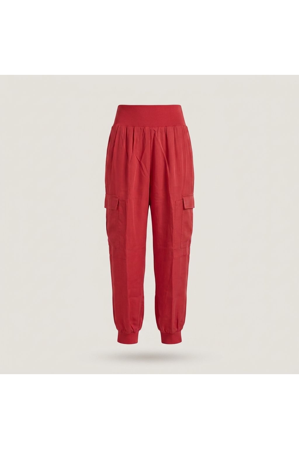Satin Cargo Jogger | Red