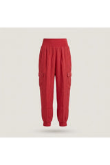 Satin Cargo Jogger | Red