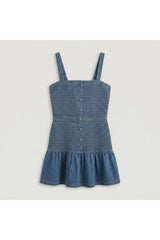 Smocked Denim Mini Dress | Blue