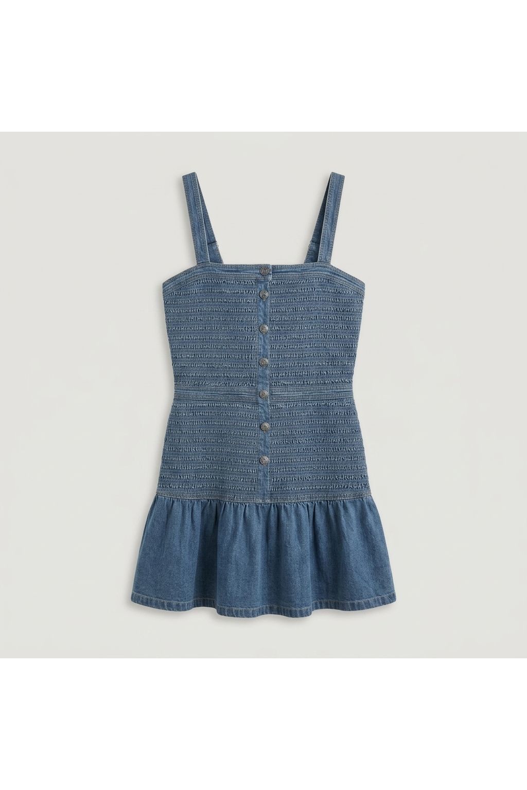 Smocked Denim Mini Dress | Blue