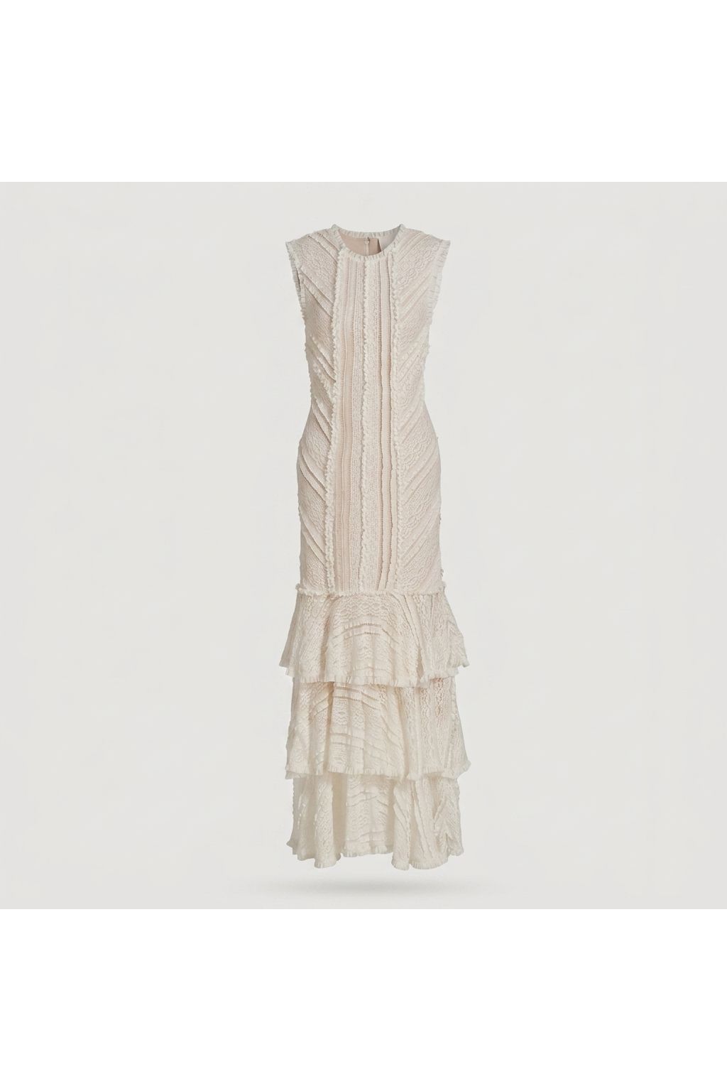 Tiered Lace Maxi Dress | Beige