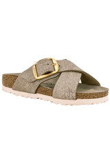 Birkenstock Siena Big Buckle Suede Leather Washed | Metallic Rose Gold | Narrow