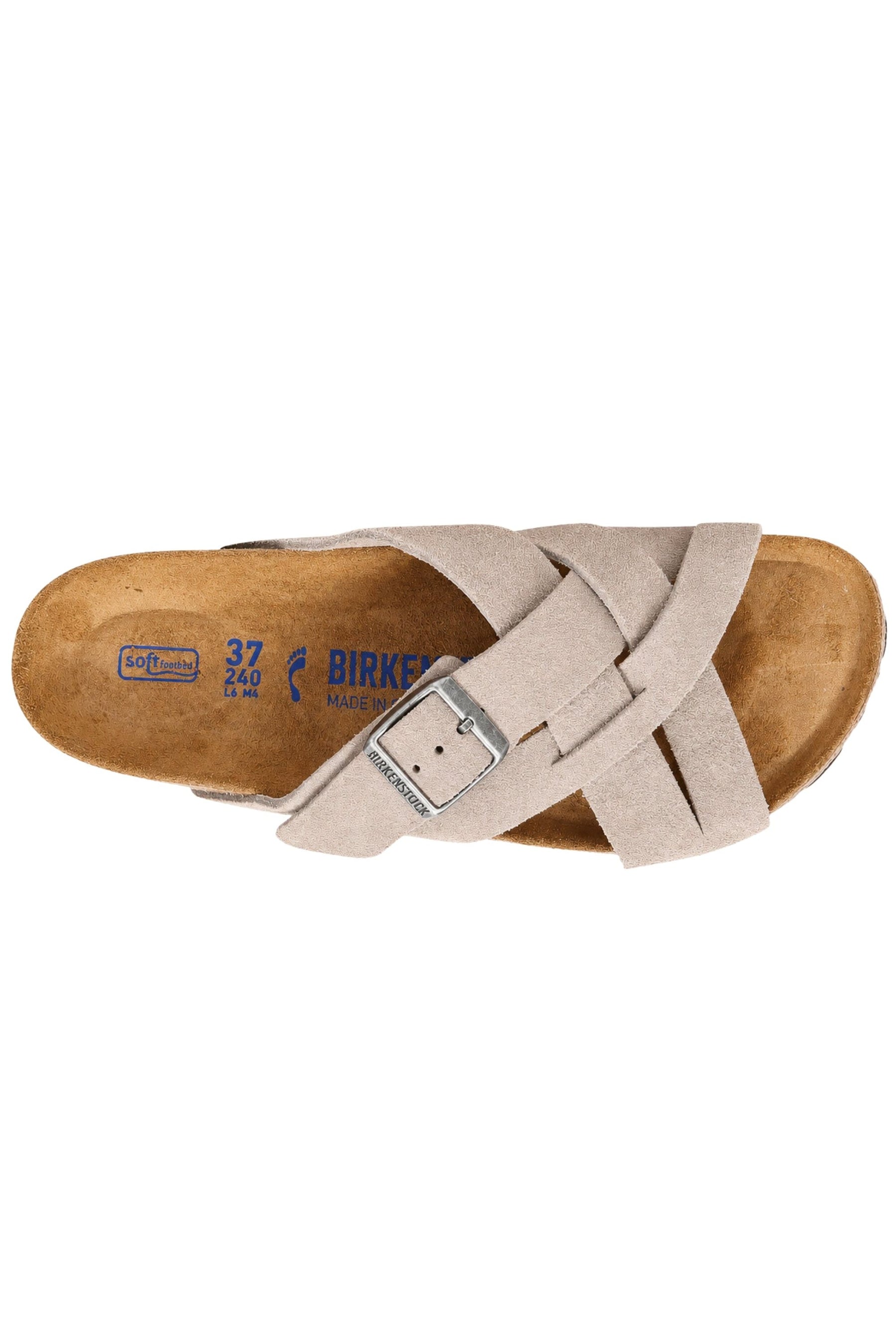 Birkenstock Lugano Soft Footbed Suede Leather | Stone Coin | Narrow