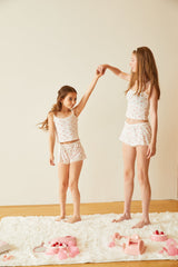 Teddy White With Rose Pointelle Shorts