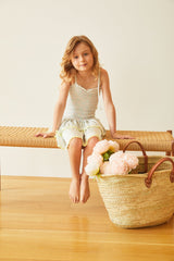 Lola Garden Rose Yellow Smocked Satin Ruffle Dress