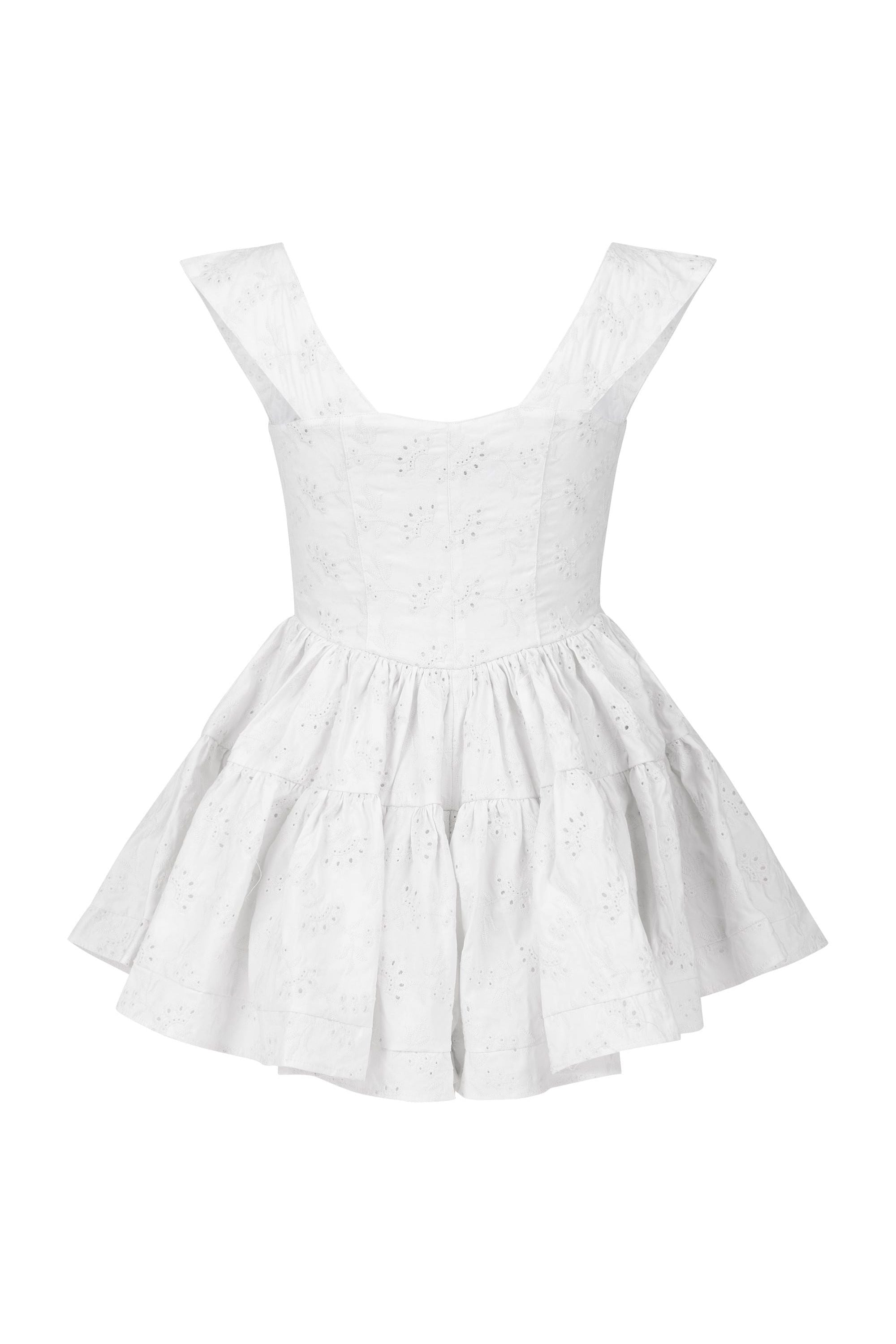 THE ELISABETH ROMPER DRESS - WHITE EYELET