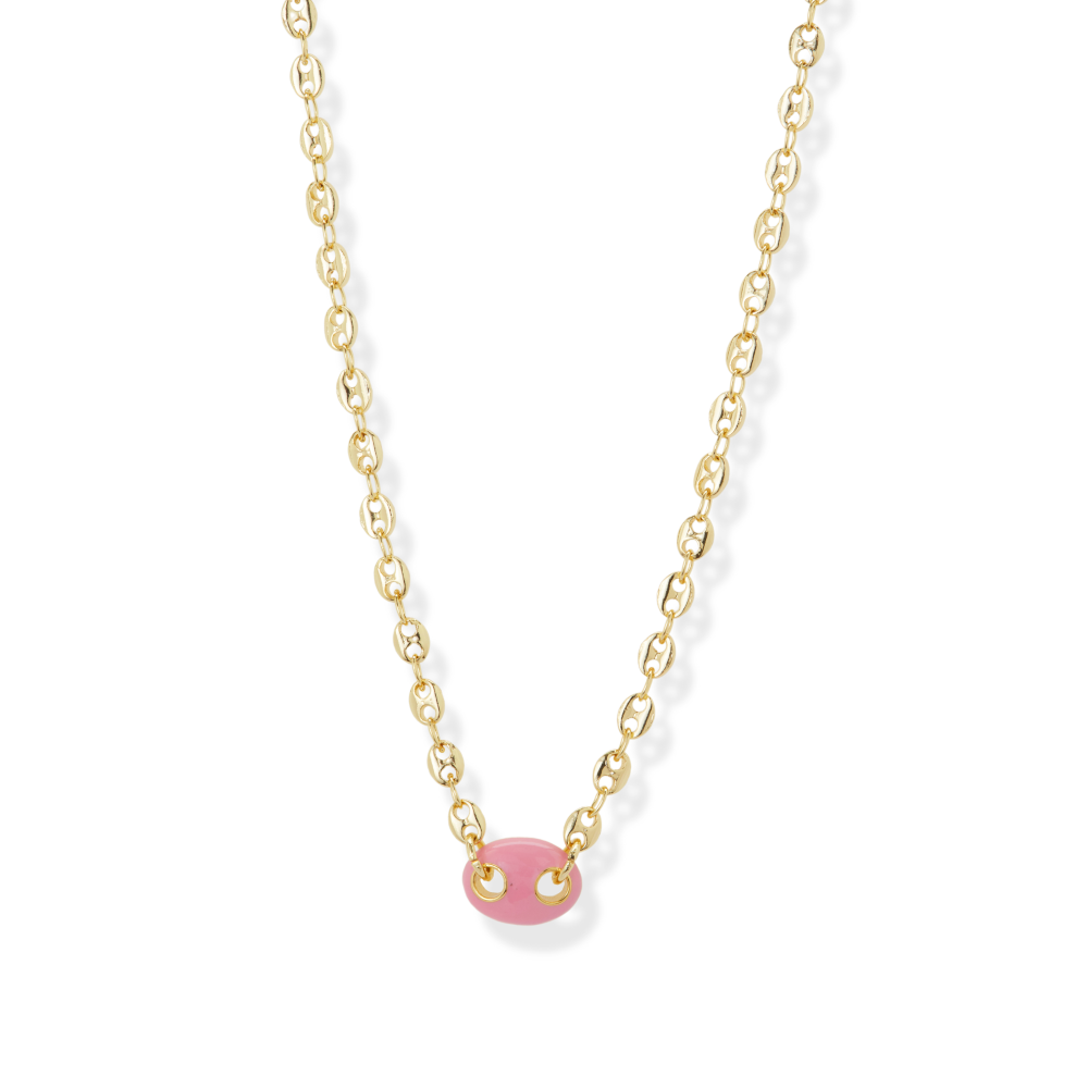 The Pink Enamel Mariner Chain Necklace | Pink