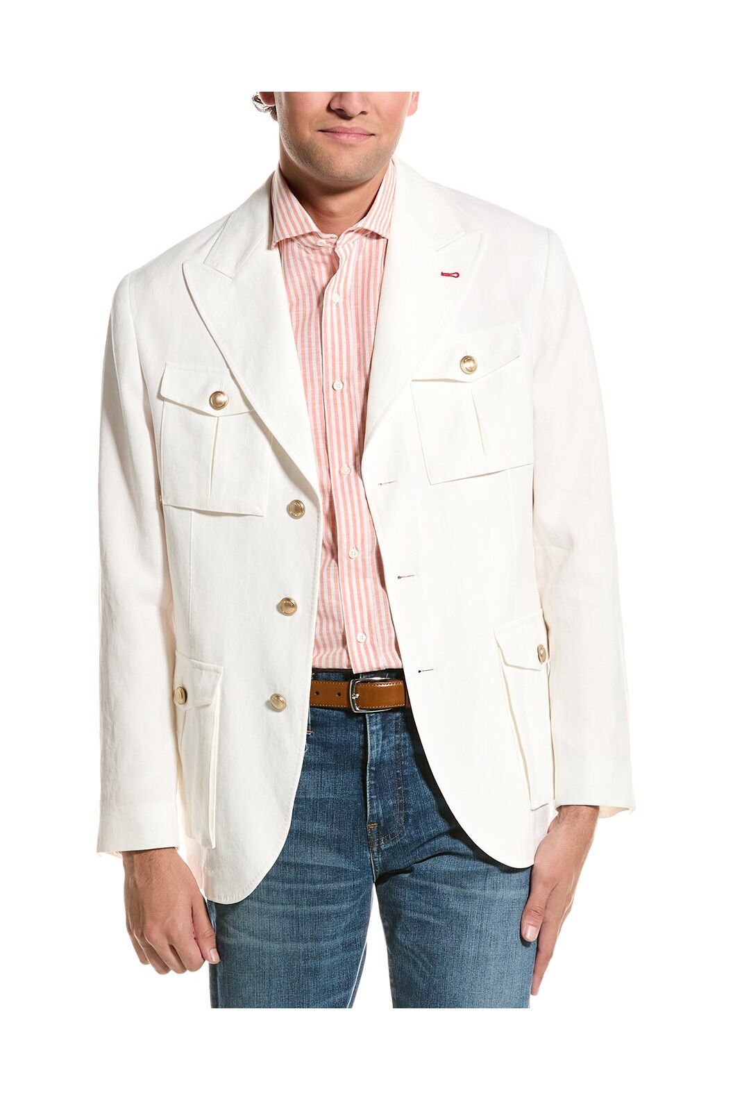 Men's Off White Linen Tailored Jacket