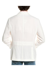 Men's Off White Linen Tailored Jacket