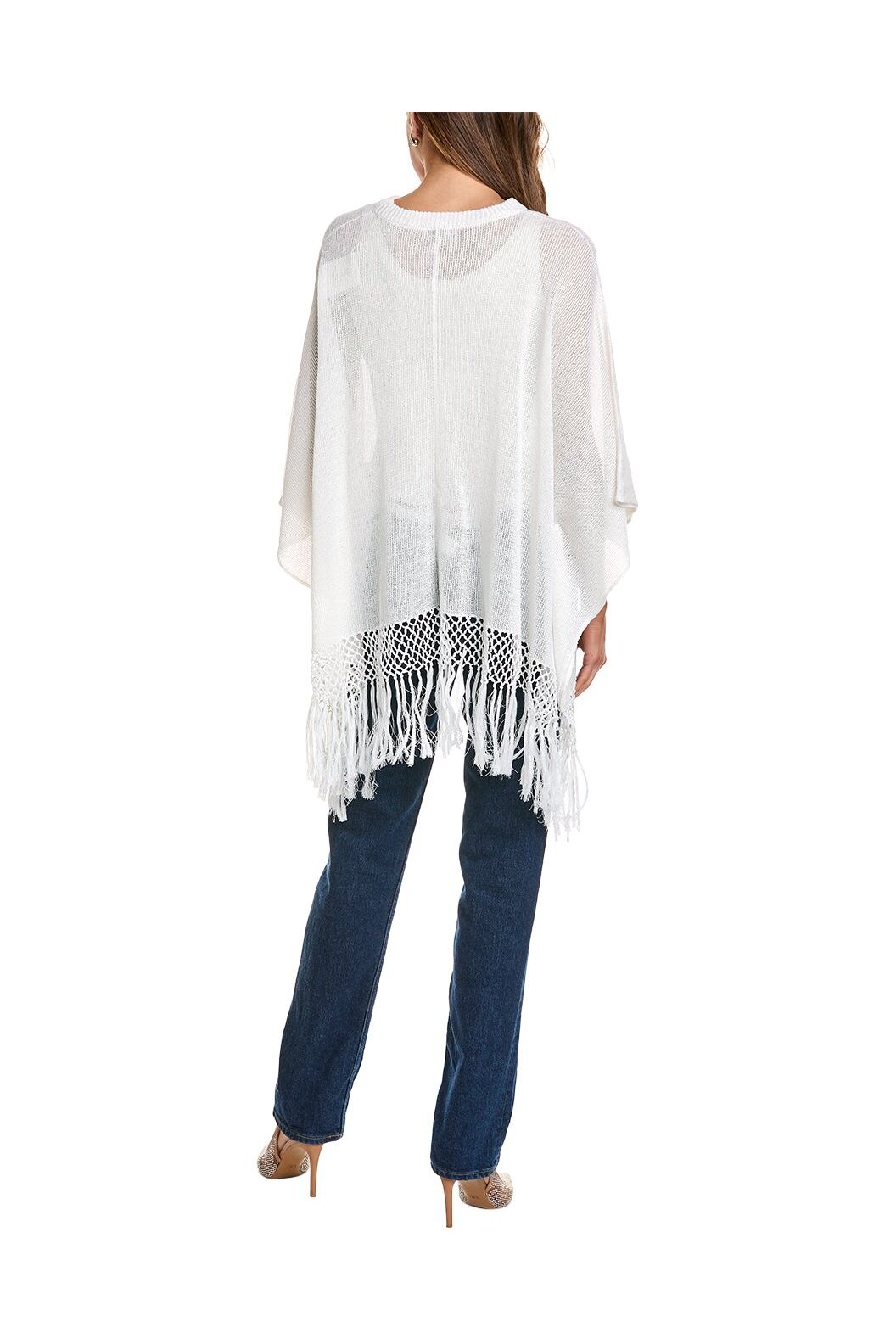 Women's White Linen Silk Poncho Sweater