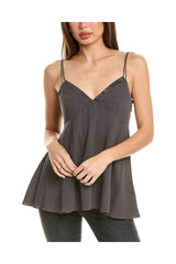Women's Charcoal Silk Flared Shirt