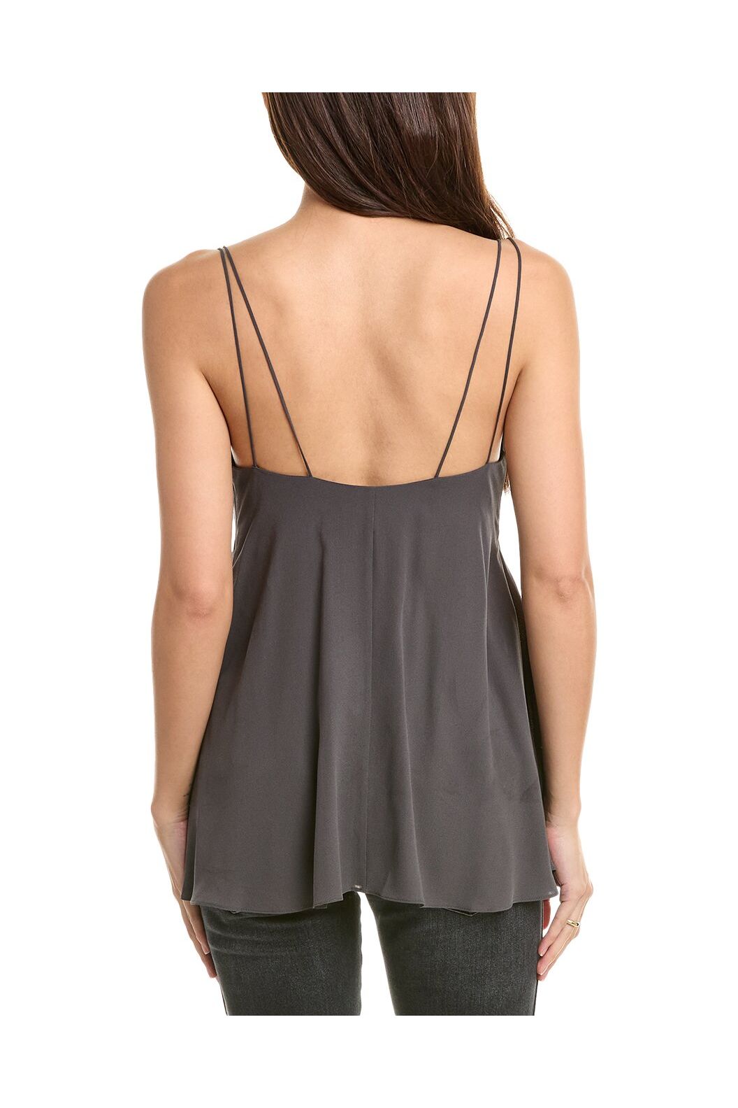 Women's Charcoal Silk Flared Shirt
