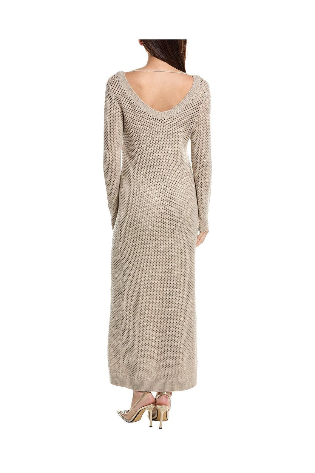 Women's Beige Open Knit Dress
