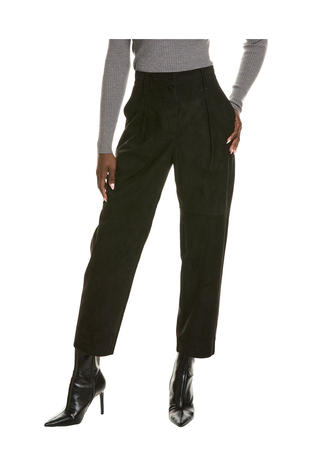 Women's Black Tapered High Waist Trousers