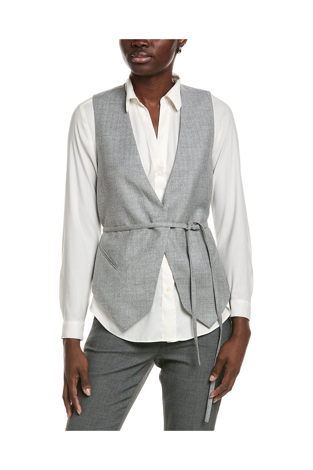 Women's Light Grey Wool Vest
