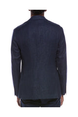 Brunello Cucinelli Men's Navy Plaid Deconstructed Blazer