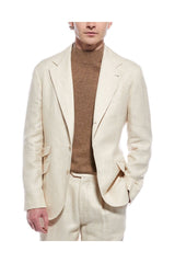 Men's Ivory Linen Wool Blend Blazer