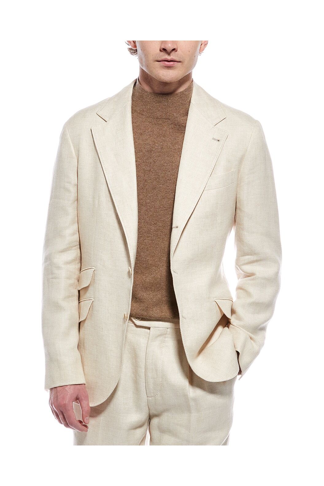 Men's Ivory Linen Wool Blend Blazer
