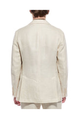 Men's Ivory Linen Wool Blend Blazer