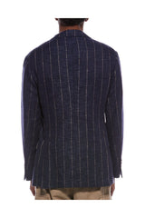 Men's Blue Wool Blend Striped Blazer